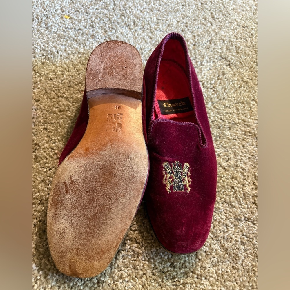 Church's Rich Vintage Burgundy Velvet Men's Loafers - Picture 3 of 4